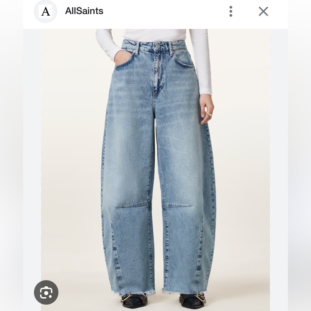 All Saints Barrel Leg Denim Jeans - Picture 2 of 4